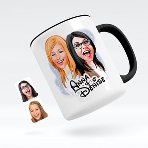 Personalized Sisters Anime Cartoon Black Coffee Mug