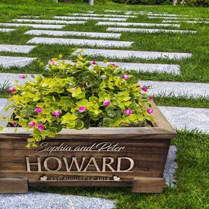Personalisierte Holz geprägt Familie Name Blumentopf, benutzerdefinierte Holz Blumentopf, Wohnkultur, Garten Dekor, Holz Handwerk Blumentopf, handgemacht