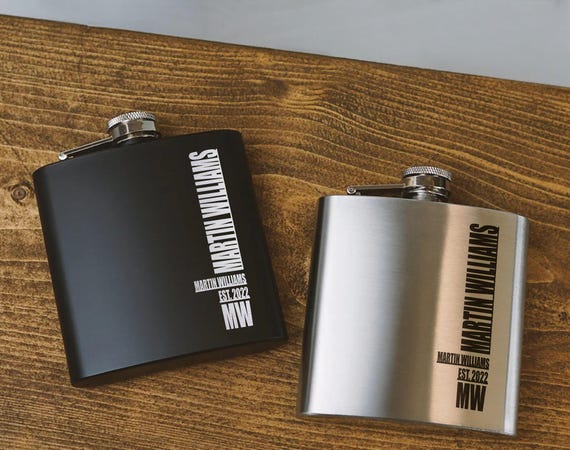 hip flask with cigarette case Personalised Laser Engraved Hip Flask and Cigarette Box Gift Set, Custom  6oz Hipflask, Metal Cigarette Case, Best Gift for Him