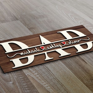 Personalized Hooked on Dad Double-layer Round Wooden Sign - Father's Day Gift From Kid To Father