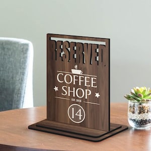Placa de mesa reservada personalizada, placa de restaurante de madeira personalizada, decoração de restaurante, placa de madeira para café, bar, cafeteria, restaurante
