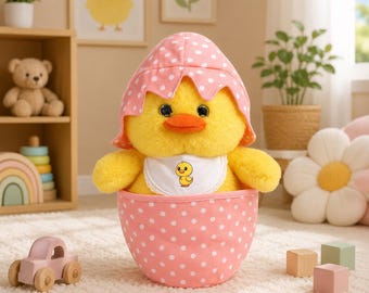 Surprise Egg Chick Plush Toy | Blue or Pink Chick Stuffed Animal | Soft Plush Easter Gift | Cute Hatching Egg Plush for Kids