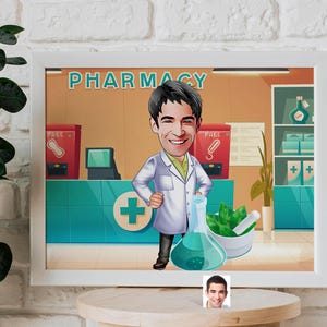 Personalized Pharmacist, Pharmacy Caricature Drawing, Cartoon from Photo, Custom Portrait Drawing, Digital Art, Bobblehead Drawing, Fun Gift