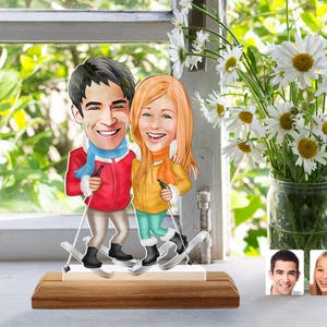 Aanpasbare 3D houten standaard cartooned trinket, aangepast cartoonportret, cadeau voor familie, jubileumcadeau, kerstcadeau, cadeau voor koppels