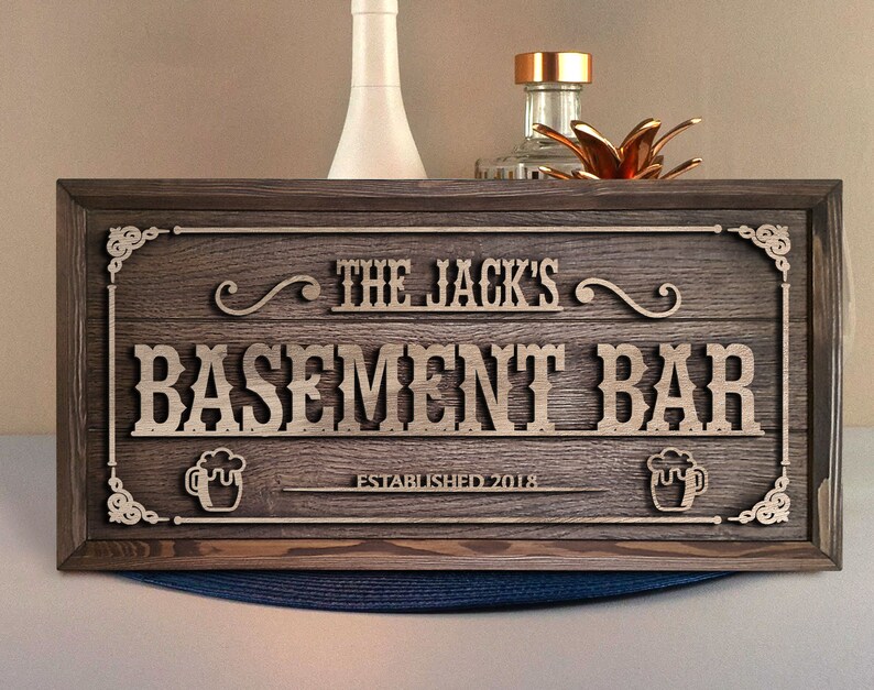Bar Sign Handmade Personalized Handmade Oak Tree Bar Sign Custom Wood Bar Sign - Etsy