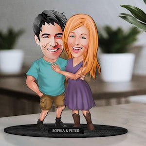 Spersonalizowany 3D Drewniany Kochanek z Karykatury - Figurka Pary Pamiątka, Niestandardowy Portret z Karykatury, Prezent Urodzinowy, Boże Narodzenie, Prezent Rocznicowy
