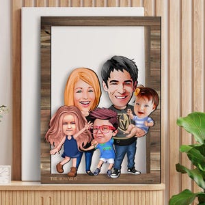 Personalisierte 3D Cartoon Familie Wandkunst, Benutzerdefinierte Cartoon Portrait, Holz Wohnkultur, Geburtstagsgeschenk, Weihnachtsgeschenk, Jubiläumsgeschenk