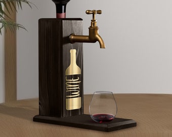 Natuurlijke houten vergulde spiegel wijndispenser, alcoholische drankdispenser, wijn, wodka, whisky, likeurdispenser, houten whiskyfontein