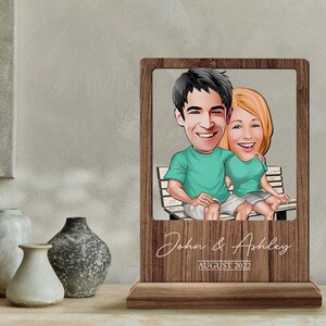 Personalisierte Holz handgemachte 3D Cartoon Named Liebhaber Paar Platte Schmuckstück, Benutzerdefinierte Cartoon Portrait, Valentinstag Geschenk, Wohnkultur, Holz Kunst