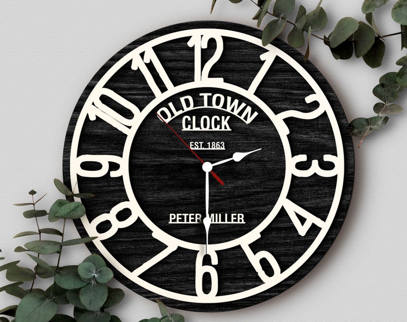 Personalized 3D Wooden Oversized Wall Clock, Custom Large Wall Clock, Old Town Wall Clock, Home Decor, Minimalist Decor, Wedding Gift, Wall Decor, Wooden Wall Clock, engagement gift, Clock, Watch, christmas gift, anniversary gift, housewarming gift