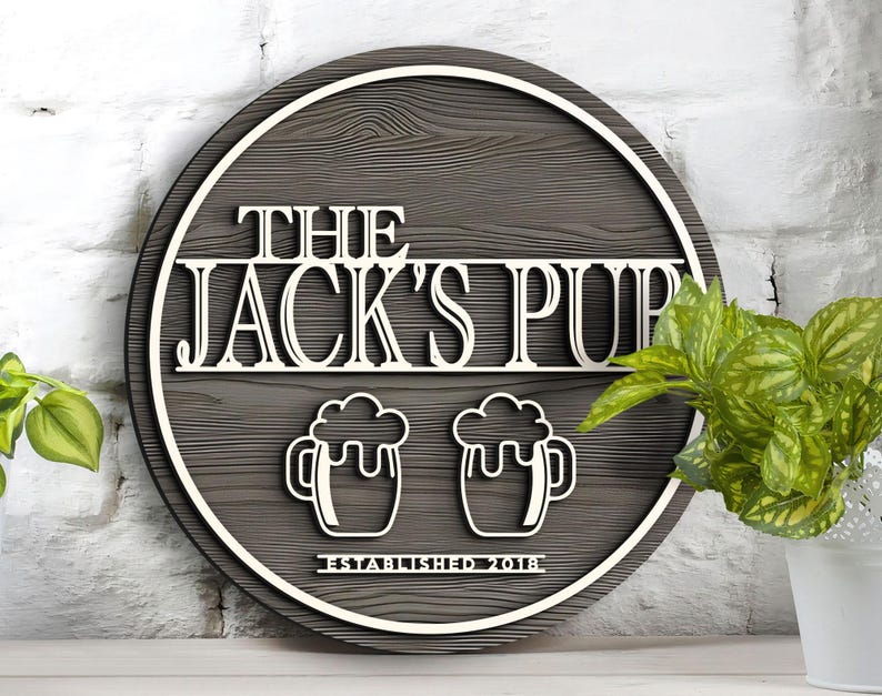 Personalized Bar Sign, Round Wooden Sign, Custom Wood Sign, Home Bar ...