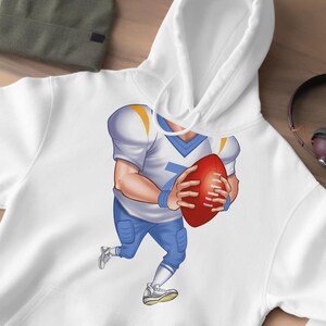 Cartoon Football Player Printed Sweatshirt, Long Sleeve Hooded, Custom Sweatshirt, Custom Hoodie, Stylish Trendy Oversized Hoodie, Best Gift