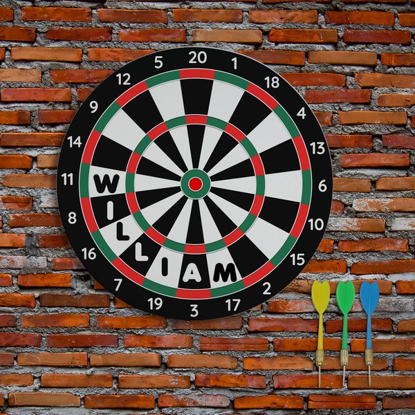 Personalisierte Namen Schwarz Dart Spiel 16 Zoll (40cm) Wanddekoration Home Play Set Geschenk Freund Geburtstag Personalisierte Dart Brett Geschenk