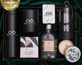 Custom Corporate Gift Box – Coffee Gift Set – Client & Employee Gift – Branded Business Gift – 10 Pack Bulk Order
