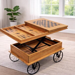 Smart multifunktionellt schack- och backgammonsoffbord bild 5