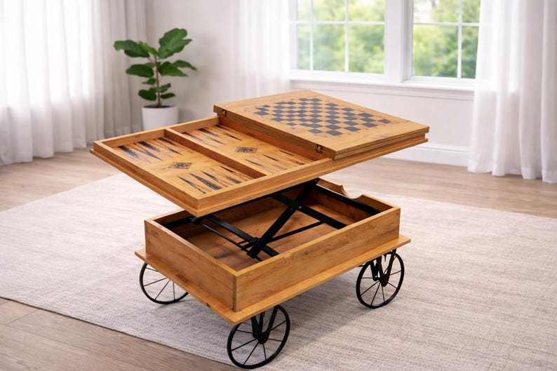 Smart multifunktionellt schack- och backgammonsoffbord bild 5