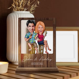 Personalisierte Holz handgemachte 3D Cartoon Named Liebhaber Paar Platte Schmuckstück, Benutzerdefinierte Cartoon Portrait, Valentinstag Geschenk, Wohnkultur, Holz Kunst