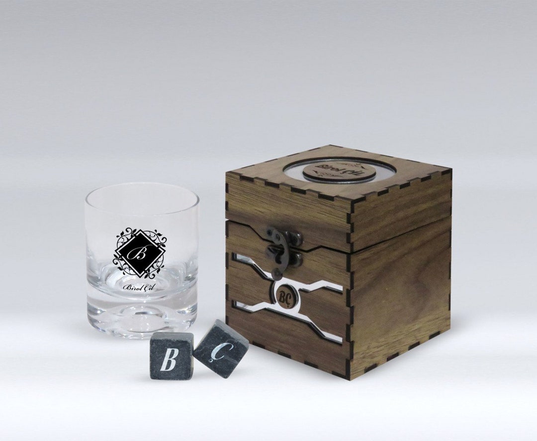 Personalized Whiskey Glasses Set With Whiskey Stones and Wooden Box. Special Gift Box. Special ...