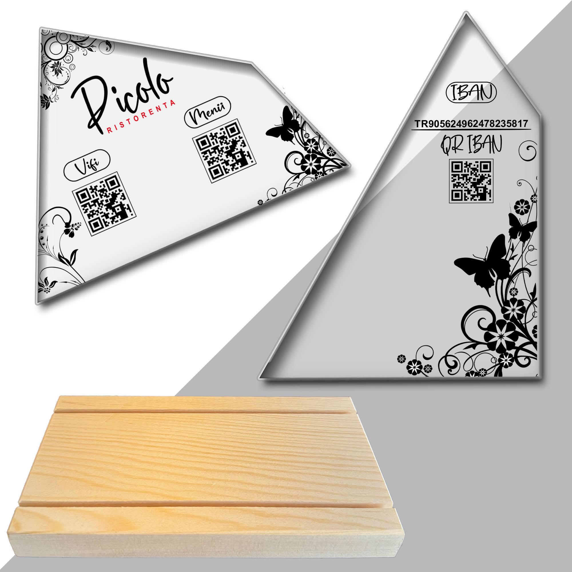 Custom Made QR Code Menu Napkin Holder Sign, Natural Wood Acrylic ...