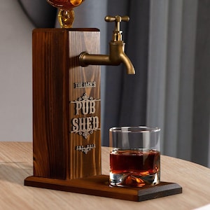 Personalized Embossed Named Wooden Whiskey Dispenser, Bar, Home Bar, Pub and Pub Shed, Wine, Vodka, Liquor Dispenser, Wood Drink Fountain