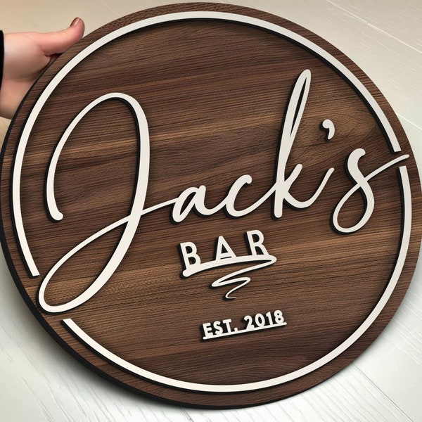 Personalized Bar Sign, Round Wooden Sign, Custom Wood Sign, Home Bar Sign, Cabin, Man Cave, Pub, Bar Decor, Rustic Home Decor, Basement Bar