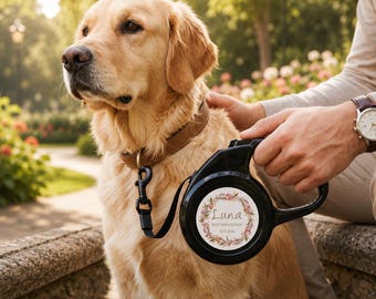 Personalized Retractable Dog Leash 5M | Custom Pet Leash with Name | 5 Design Options | Locking Brake | Small & Medium Dogs