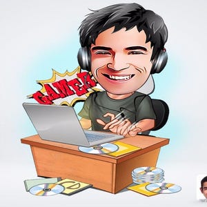 Personalized Male Gamer Drawing / Male Gamer Cartoon Drawing / Male Gamer Drawing