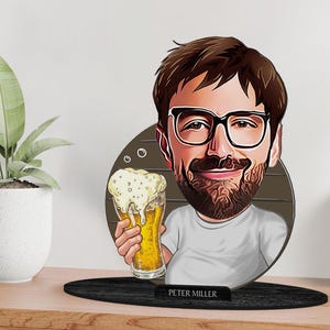 Personalisierte 3D Cartooned Biertrinker Figur Schmuckstück, Benutzerdefinierte Cartoon Portrait, Geburtstagsgeschenk, Weihnachtsgeschenk, Jubiläumsgeschenk
