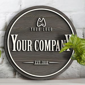 Personalized Wooden Logo Sign, Wooden Round Sign, Custom Wood Office Sign, Business Commerical Signage, Shop Logo Sign, Laser Cut Logo Sign image 8