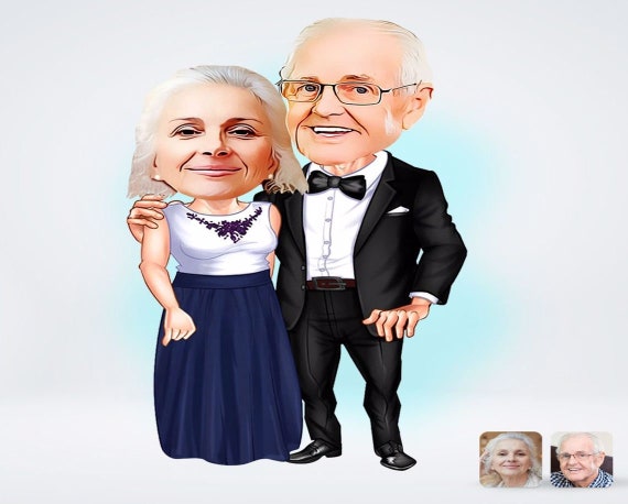 Personalized Grandparents Caricature Drawing / Grandparents - Etsy Personalized Grandparents Caricature Drawing / Grandparents - Etsy