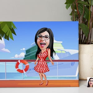 Personalized Cartoon Cruise Trip Holiday Drawing, Custom Cartoon Drawing, Cartoon Portrait Drawing, Caricature Drawing, Digital Art