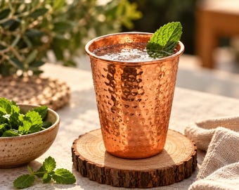 Hand Hammered Copper Tumbler, Unlined Turkish Copper Cup, Traditional Drinkware Gift