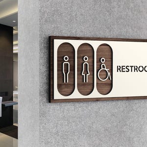 Restroom Door Sign, Men Women WC, Toilet Entrance, Restaurant Sign, Toilet Sign, Wood WC Symbol, Toilet Door Plaque, Gender Restroom Plate