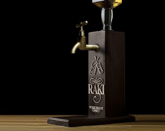 Personalized Embossed Name Wood Raki Dispenser, Wine, Vodka, Whiskey, Dispenser, Whiskey Fountain, Beverage Dispenser, Drink Dispenser