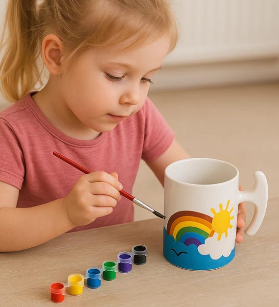 Gestalten Sie Ihre eigene Tasse - DIY Paintable Keramiktassen-Set (mehrere Stile) | Handgefertigtes personalisiertes Geschenk für Kinder & Erwachsene