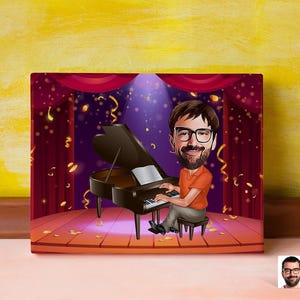 Personalized Pianist, Piano Caricature Drawing, Cartoon from Photo, Custom Portrait Drawing, Digital Art, Bobblehead Drawing, Funny Gift