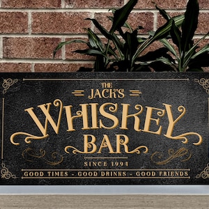 Personalized Canvas Whiskey Bar Sign, Custom Canvas Bar Frame, Whiskey Bar, Man Cave Decor, Home Bar Decor, Basement Bar Decor, Gift for Man