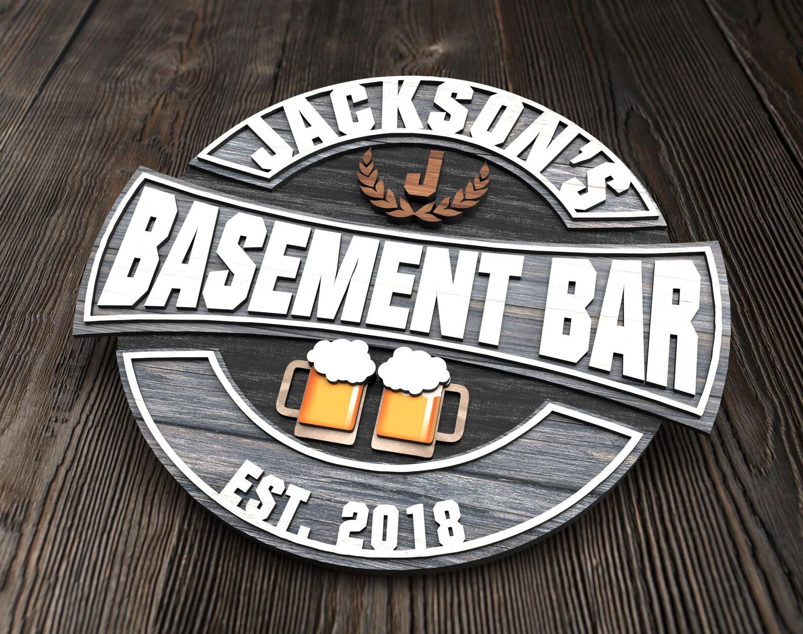 Personalized Bar Sign, Round Wooden Sign, Custom Wood Sign, Home Bar ...