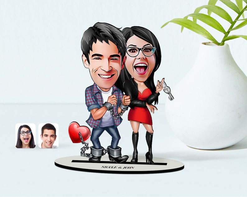 Personalized Caricature Couple Wooden Wall Art Custom Etsy