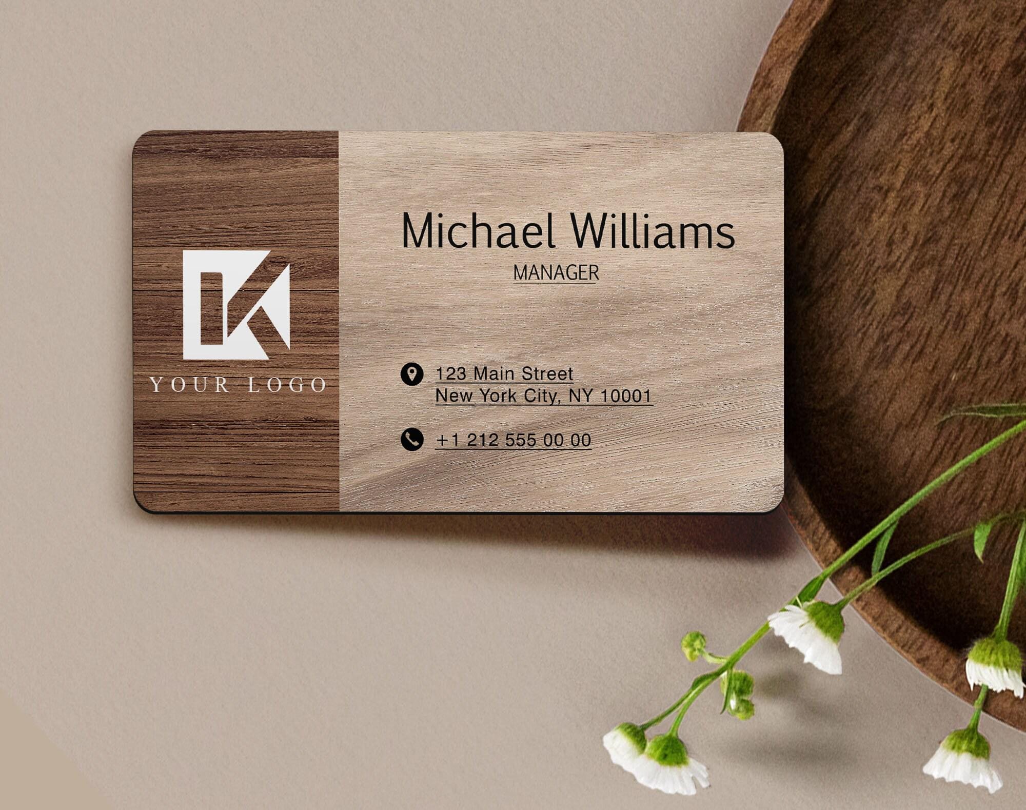 Personalized Wood Laser Cut Business Card, Custom Wooden Business Card, Personal Card, Busineess Card with Logo, Laser Cut Wood Card
