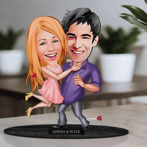 Personalisierter 3D-Karikaturliebhaber aus Holz - Paarfigur-Schmuckstück, benutzerdefiniertes Karikaturporträt, Geburtstagsgeschenk, Weihnachten, Jubiläumsgeschenk
