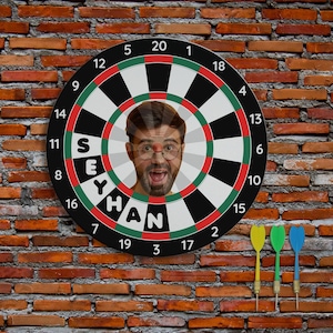 Personalized Photo And Name Entertainment 16 Inch (40cm) Darts Play Set Gift For Friend Birthday Customized Dart Board Present Enjoyable