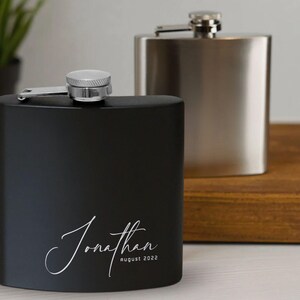 Personalized Laser Engraved Steel Hip Flask, Custom 6oz Hip Flask, Alcoholic Drink Flask, Best Man Gift, Gift For Dad, Groomsmen Gift