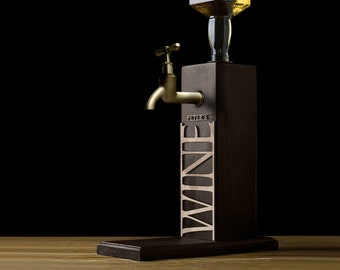Personalized Embossed Name Wooden Wine Dispenser, Wood Dispenser, Alcoholic Drink Dispenser, Whiskey Fountain, Beverage Dispenser