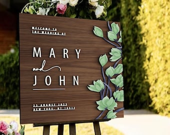 Personalised 3D Wood Welcome Wedding Sign, Rustic Welcome Sign, Wedding Poster, Wood Wedding Decor, Bridal Shower Welcome Sign, Wedding Gift