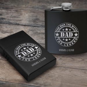Set regalo con fiaschetta e scatola per sigarette incisa al laser personalizzata, fiaschetta personalizzata da 6 once, custodia per sigarette in metallo, il miglior regalo per papà