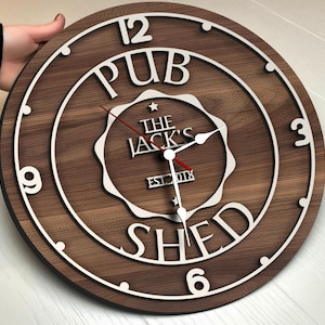 Personalized Bar Sign, 3D Round Wooden Wall Clock, Custom Wood Sign, Home Bar Sign, Rustic Home Decor, Pub, Bar, Pub Shed, Basement Bar