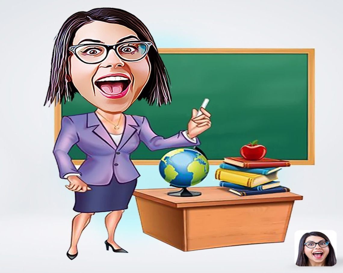 Personalized Female Teacher Drawing / Female Teacher Cartoon - Etsy Ireland Personalized Female Teacher Drawing / Female Teacher Cartoon - Etsy Ireland