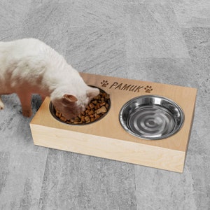 Custom Two Bowl Wooden Dog Food Holder, Unique Feeder, Pet Gift, Barn Bowl Stand, Special Dog Bowls, Handmade Food Container