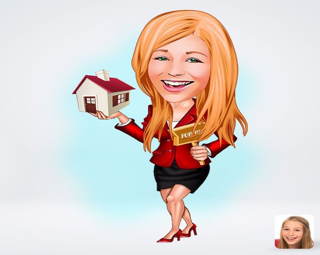 Personalized Woman Estate Agent Drawing / Woman Estate Agent Cartoon ...